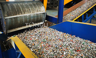 Cans crushing and sorting production line helps waste cans recycle, crush and remove impurities