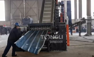 The perfect combination of metal shredder and crusher can process roof steel sheet into ball shape