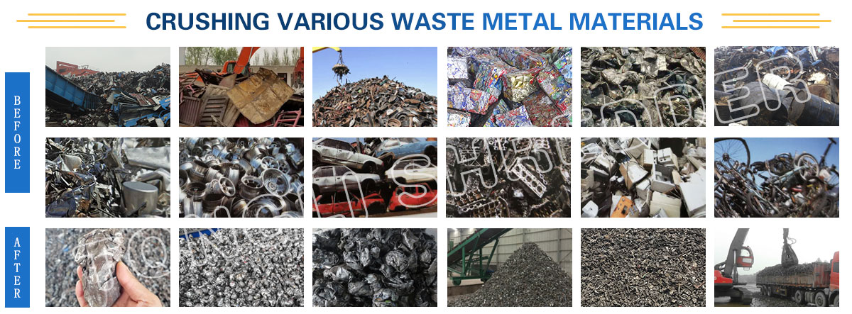 crushing various waste metal materials